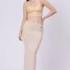 Foryourself Women Light Cream Solid Plain - Saree Shape Wear