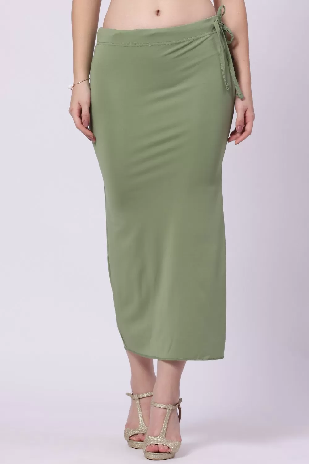 Foryourself Women Pista Green Plain - Saree Shape Wear