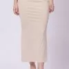 Foryourself Women Light Cream Solid Plain - Saree Shape Wear