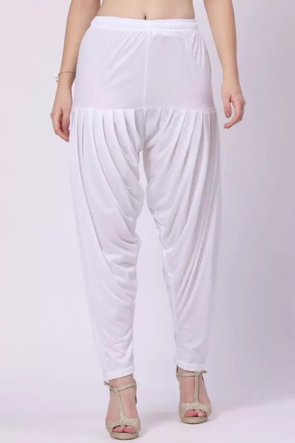 Foryourself Women White Plain Patiyala Pant