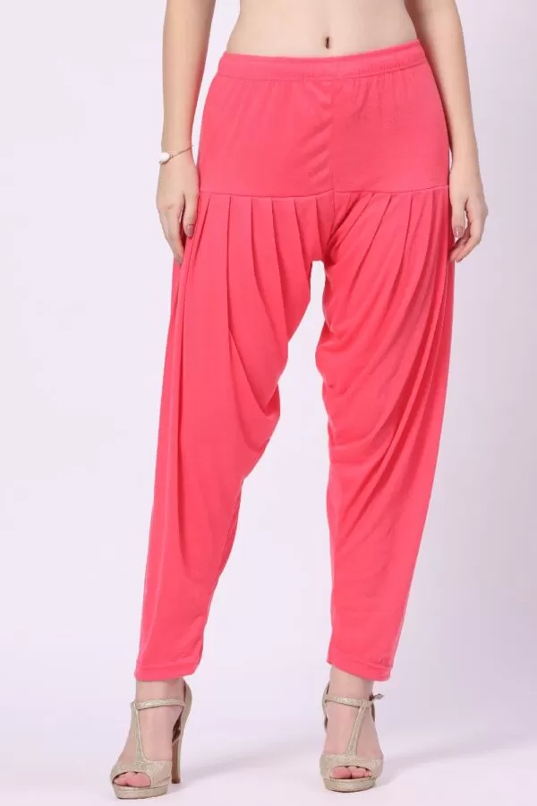 Foryourself Women Coral Pink Plain Patiyala Pant
