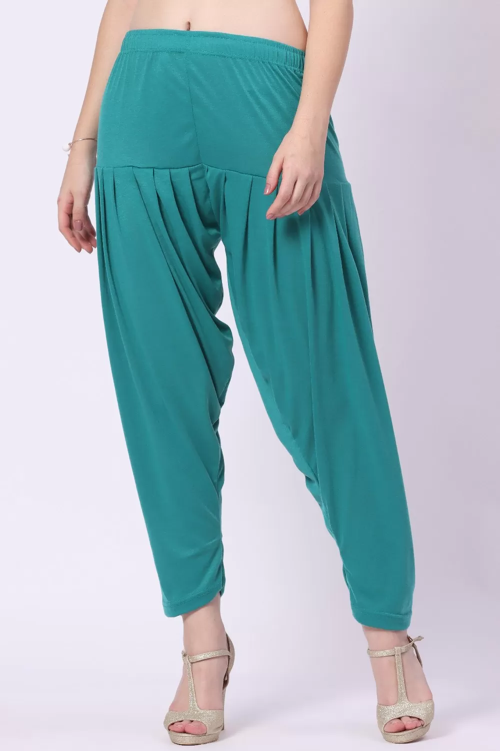 Foryourself Women Turquoise Green Plain Patiyala Pant