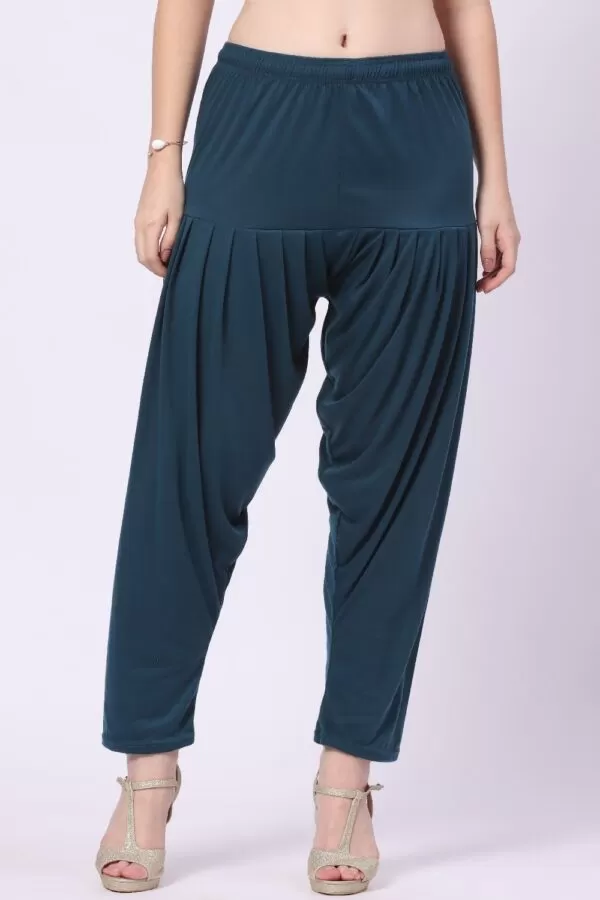 Foryourself Women Yale Blue Plain Patiyala Pant