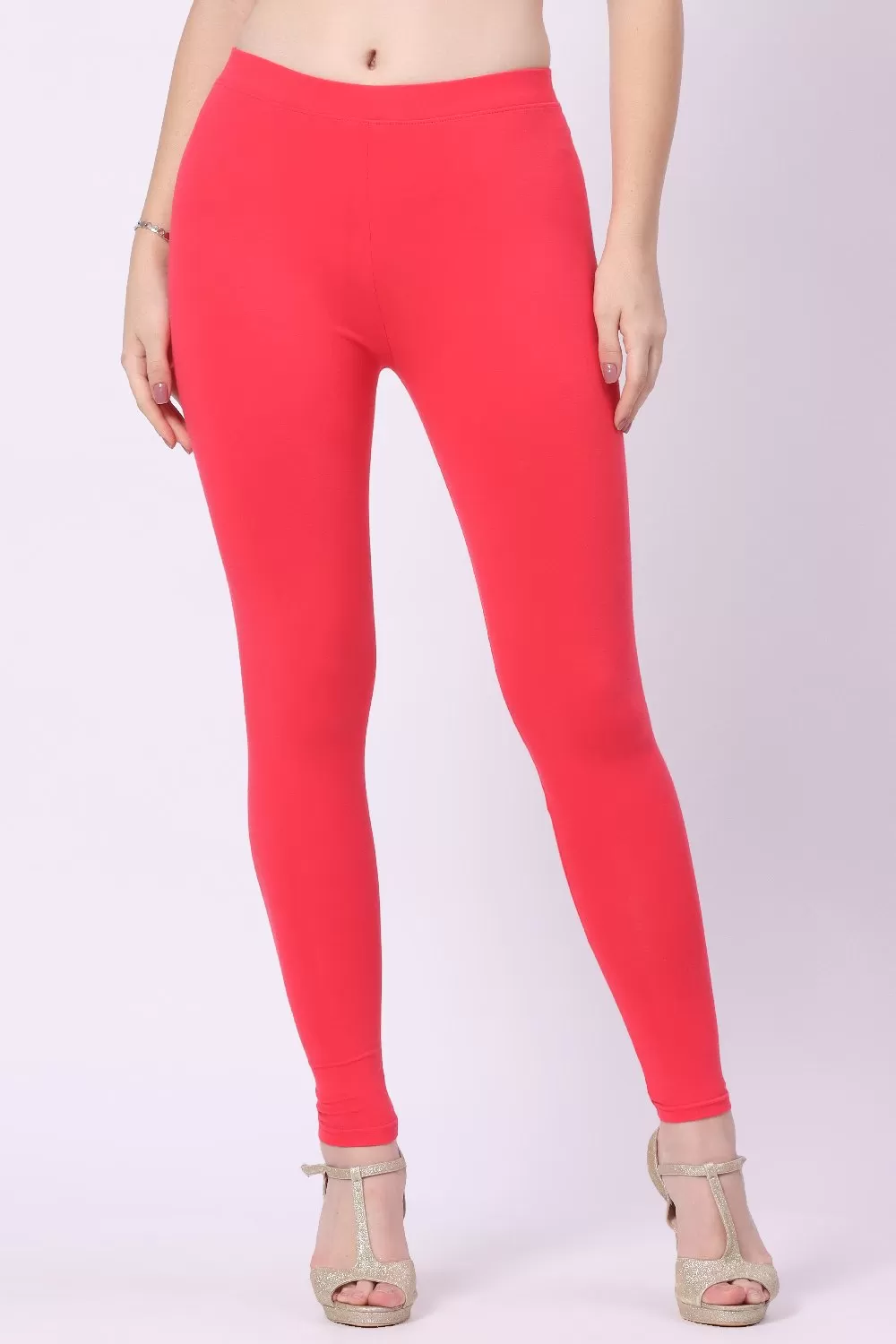 Foryourself Women Coral Plain Ankle Fit Legging