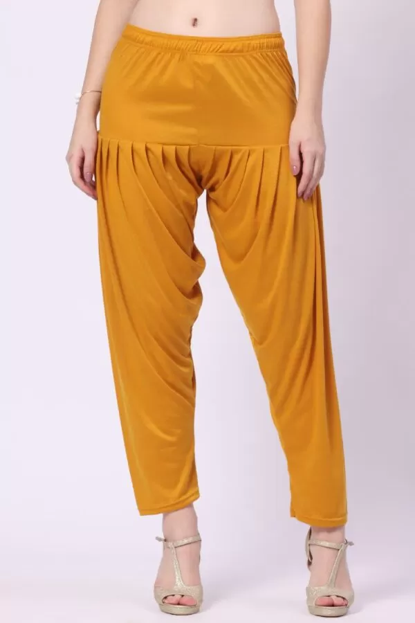 Foryourself Women Mustard Yellow Plain Patiyala Pant