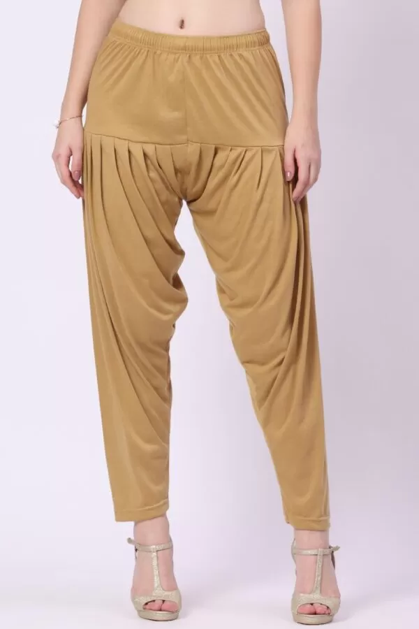 Foryourself Women Mustard Brown Plain Patiyala Pant