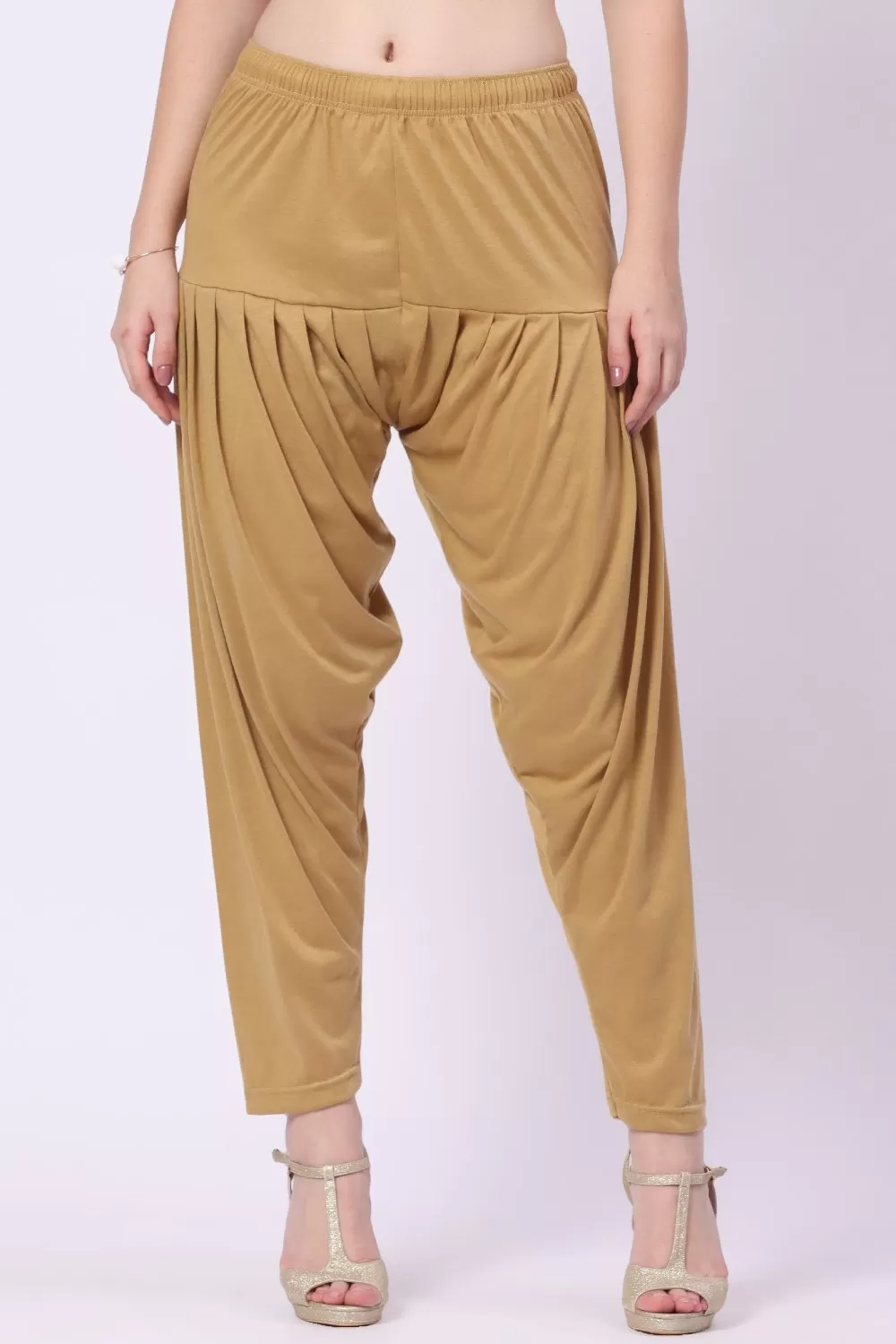 Foryourself Women Mustard Brown Plain Patiyala Pant