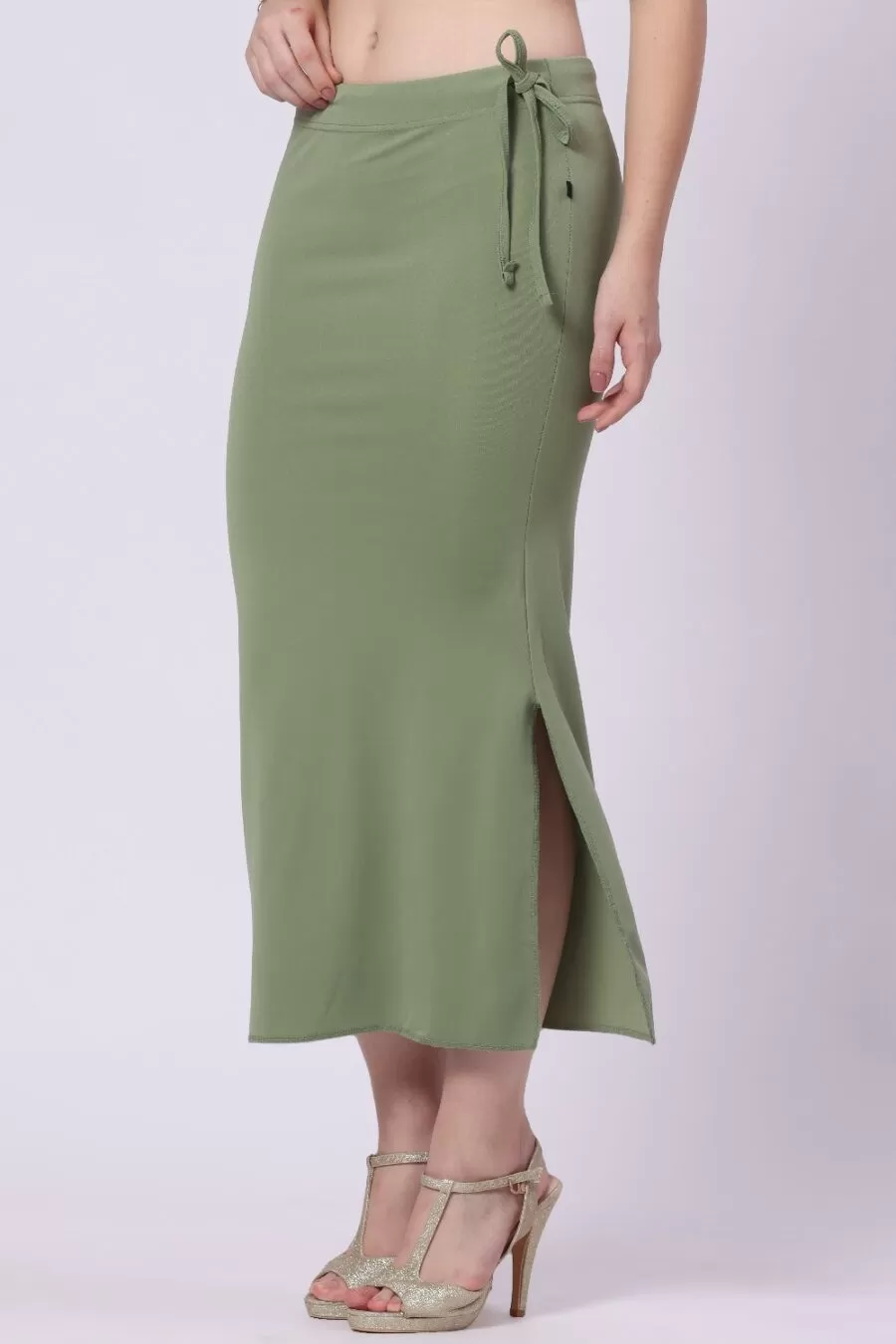 Foryourself Women Pista Green Plain - Saree Shape Wear