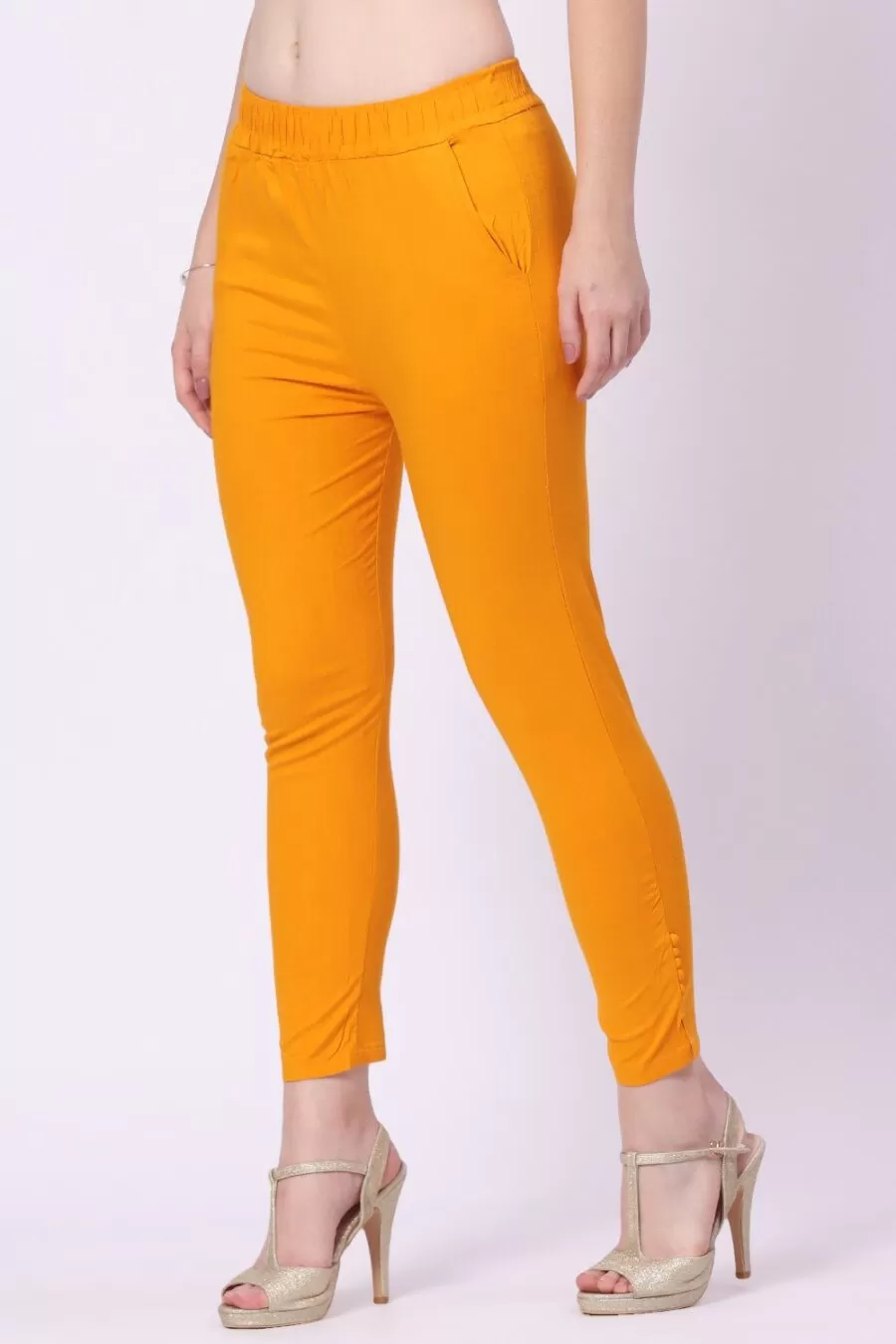 Foryourself Women Mustard Plain Cigar Pant