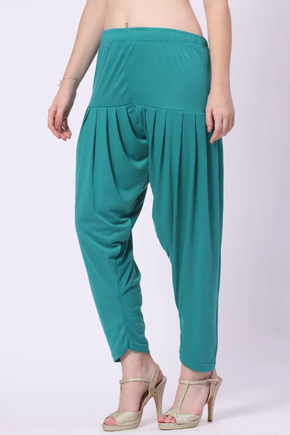 Foryourself Women Turquoise Green Plain Patiyala Pant