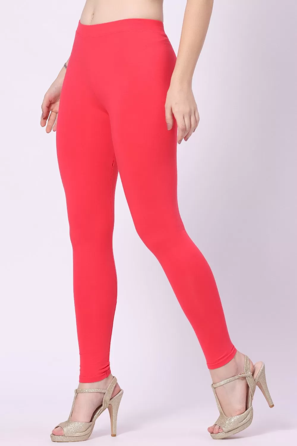 Foryourself Women Coral Plain Ankle Fit Legging