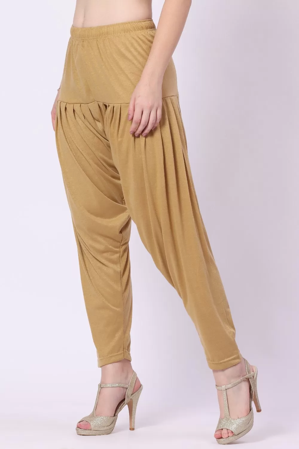 Foryourself Women Mustard Brown Plain Patiyala Pant