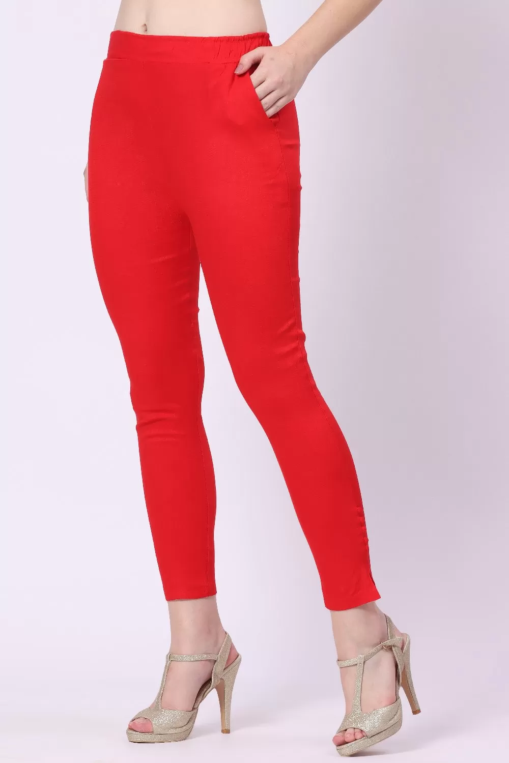 Foryourself Women Red Plain Cigar Pant