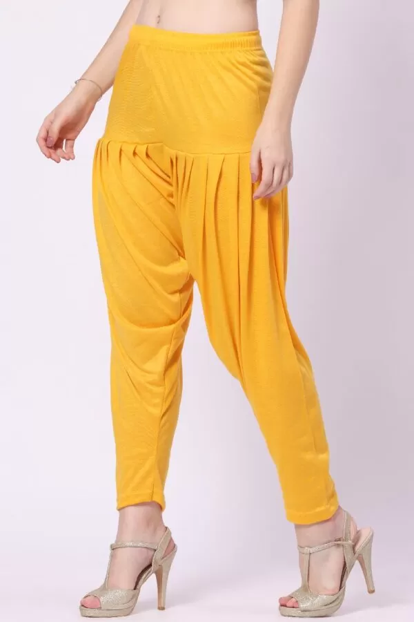 Foryourself Women Yellow Plain Patiyala Pant