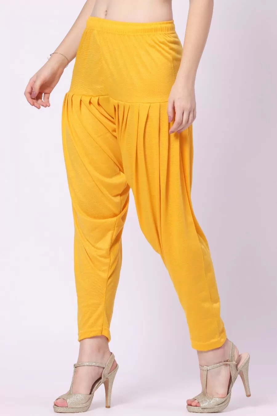 Foryourself Women Yellow Plain Patiyala Pant