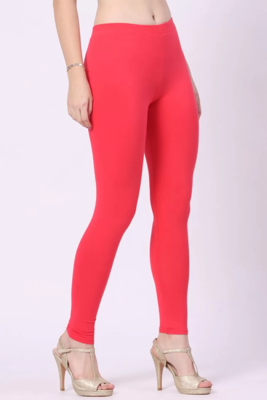 Foryourself Women Coral Plain Ankle Fit Legging
