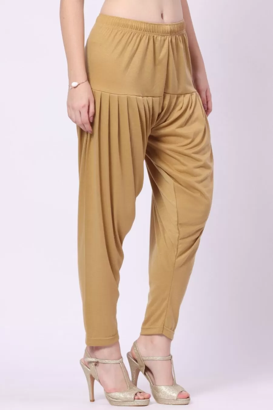 Foryourself Women Mustard Brown Plain Patiyala Pant