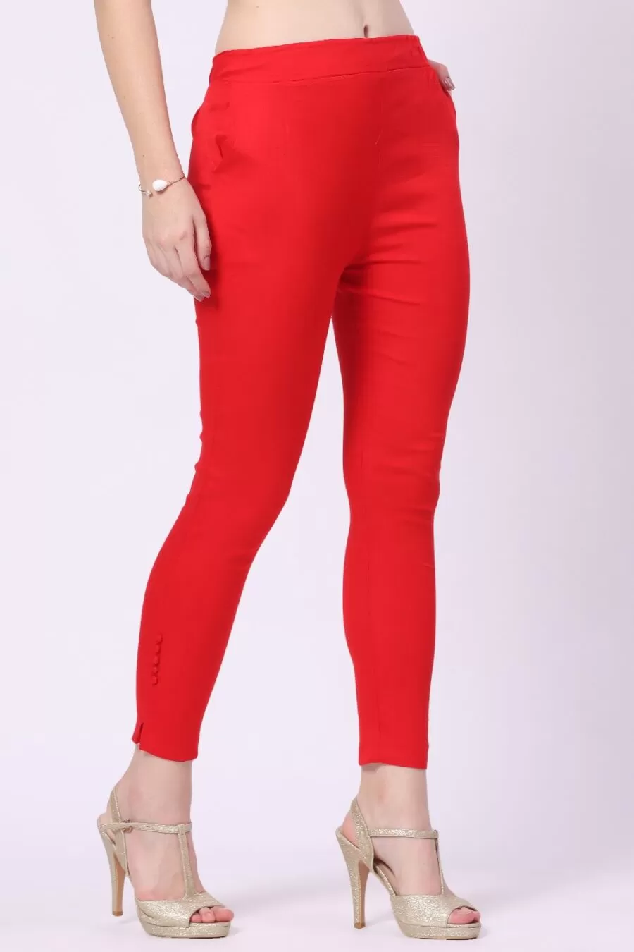 Foryourself Women Red Plain Cigar Pant