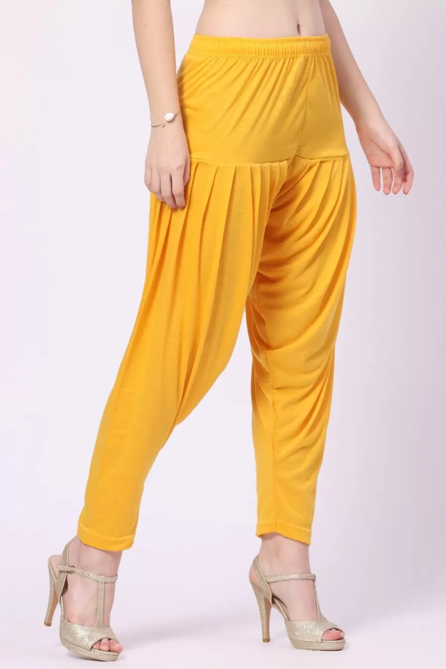 Foryourself Women Yellow Plain Patiyala Pant