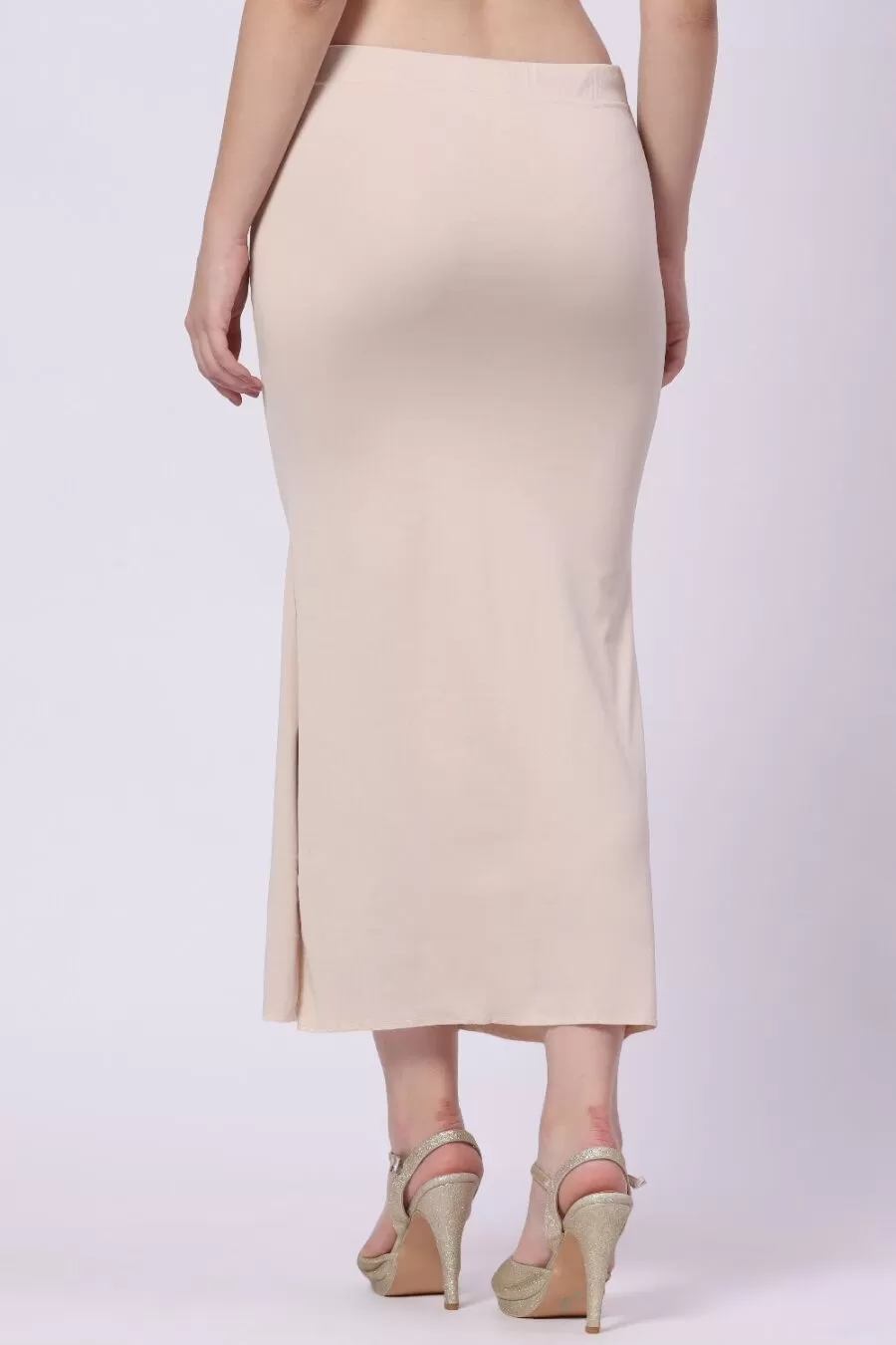 Foryourself Women Light Cream Solid Plain - Saree Shape Wear
