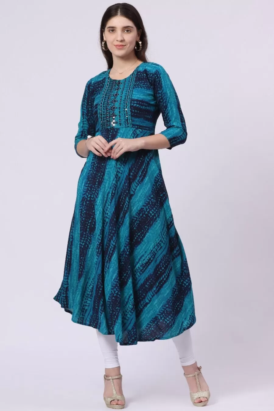 2-1 Foryourself Blue with Mirror work kurti