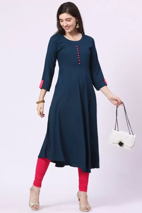 Foryourself Navy Blue with Coral Beads Kurti