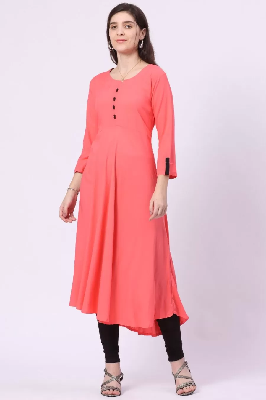 Foryourself Coral With Black Beads Kurti