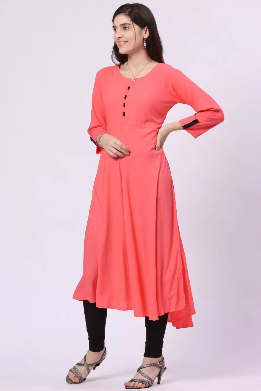 Foryourself Coral With Black Beads Kurti