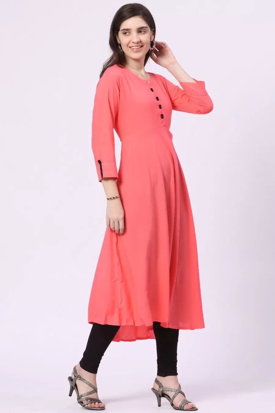 Foryourself Coral With Black Beads Kurti